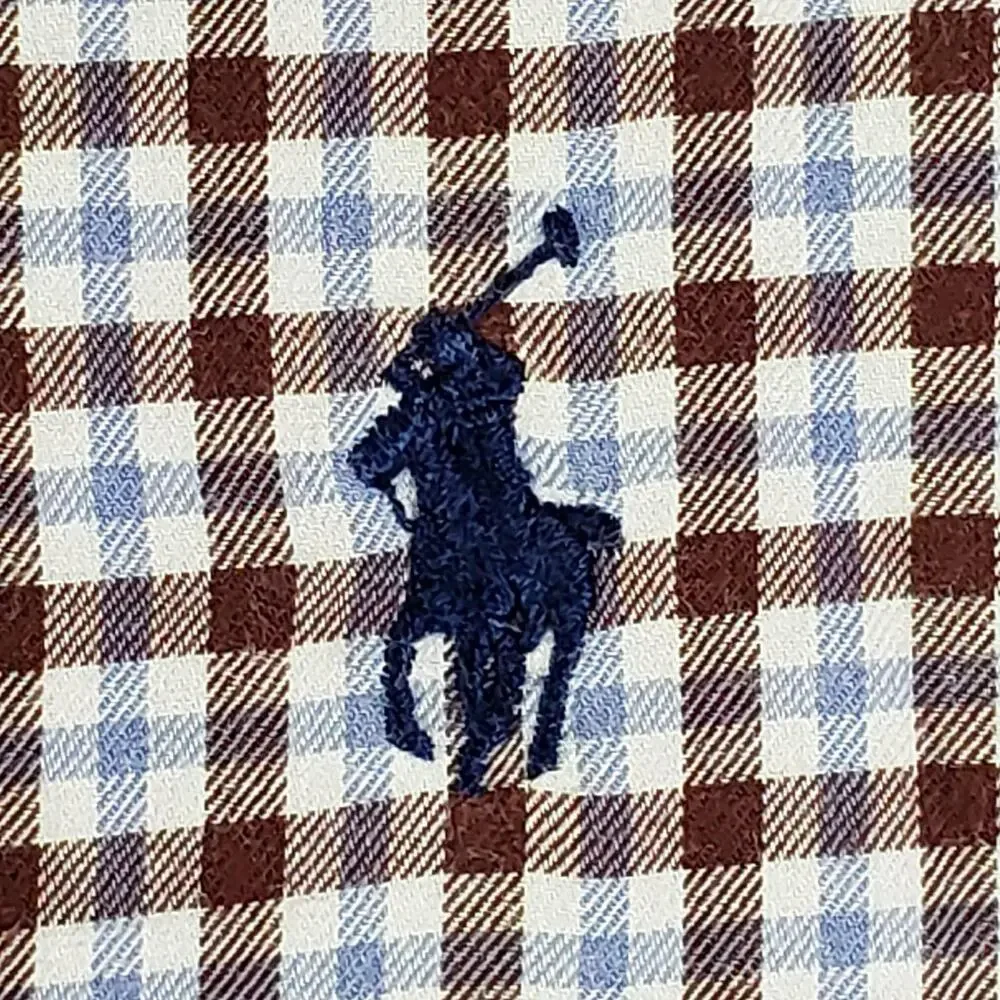 Polo Ralph Lauren Oxford Shirt Mens Size XL Plaid Brown Blue LS Button Down